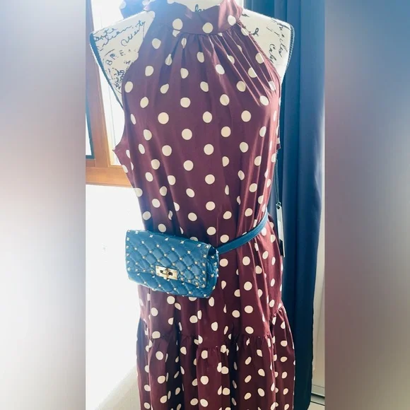 Nicole Miller NY Polka Dot Midi Dress – Size L (Bag Not Included)